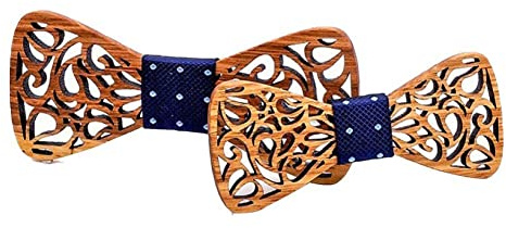 Fituenly Parent-Enfant Noeud Papillon en Bois 2pcs Noeuds Papillon en Bois Fabriqués À Main Mode Noeuds Papillon Réglables Cadeau pour Hommes Garçons