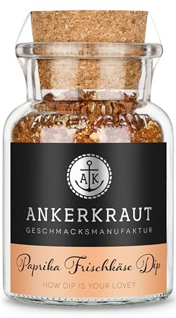 Ankerkraut Paprika Frischkäse Dip, Dip selber machen für Gemüse, Brot und Fleisch, Paprika Tomate Geschmack, 100 g im Korkenglas