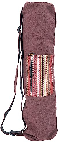 GURU SHOP Boho Yogamatten-Tasche, Yogatasche aus Nepal - Braun, Unisex - Erwachsene, Baumwolle, 70x24x14 cm