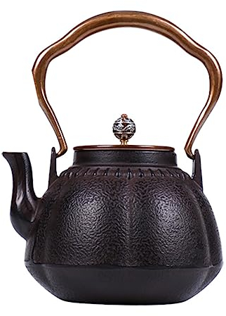 Bollitore per tè giapponese Teiera 1.1L Teiera in ghisa Teiere Teiera in ferro Processo non rivestito Ferro originale Coperchio in rame Pentola in ghisa Teiera cinese Teiera
