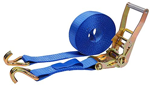 AGAATI 4X Ratschen-Zurrgurt mit Zugkraft 3000 kg für Rasengeräte, mobiles Gerät, Frachtgurt (Doppel-J-Haken) für LKWs (Farbe: Blau, Größe: 50 mm x 10 m), Spanngurte, Ratschen-Sicherungswindengurt