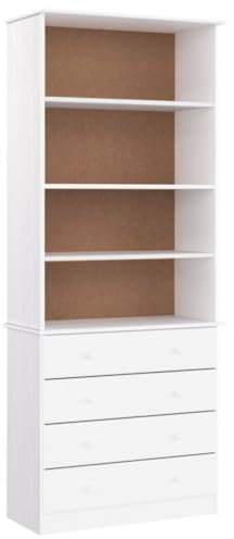 vidaXL Bücherregal mit Schubladen ALTA Weiß 77x35x186,5 cm Kiefernholz