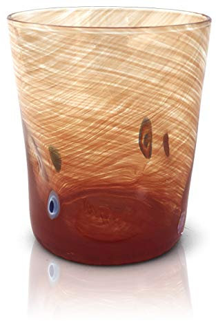 MAZZEGA ART & DESIGN - 6 verres Tumbler Liberty en verre soufflés et travaillés à la main avec Murrine di Murano, ligne « Couleurs di Murano » 350 ml Made in Italy (ROUGE, 6)