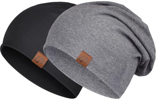 GXCROR Damen Herren Beanie, Slouch Beanie Mütze - Weiche Baumwolle, Atmungsaktive Longbeanie für Chemo & Alle Jahreszeiten