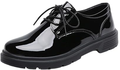 Chaussures en cuir noir pour femme - Chaussures Oxford antidérapantes polyvalentes classiques Oxford à lacets - Chaussures d'affaires confortables - Semelle souple - Mocassins fermés en cuir, Noir ,
