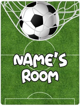 Personalised FOOTBALL Pitch Door Sign - Any NAME - Plaque - Boys or Girls Kids Gift - Bedroom Decor Gaming Room - Wall Art - A5 20cm x 15cm - Ball Goal