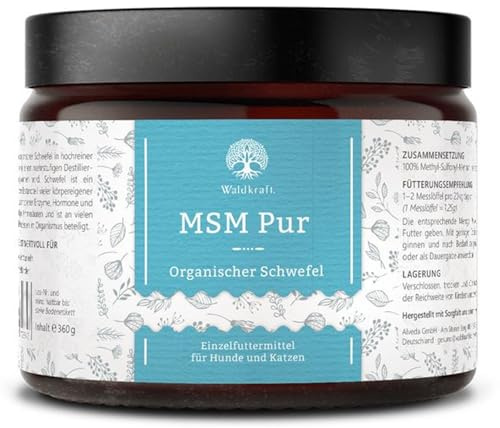 Waldkraft MSM PUR - organischer Schwefel in hochreiner Form für Hunde & Katzen (360 g im Braunglastiegel)
