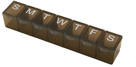 GEEKHOM Tablettenbox 7 Tage Morgens Abends, Pillendose Medikamentenbox Feuchtigkeitsbeständiger Tablettendose mit Einfachem Offenem Design für äLtere und Arthritische Hände, Schwarz