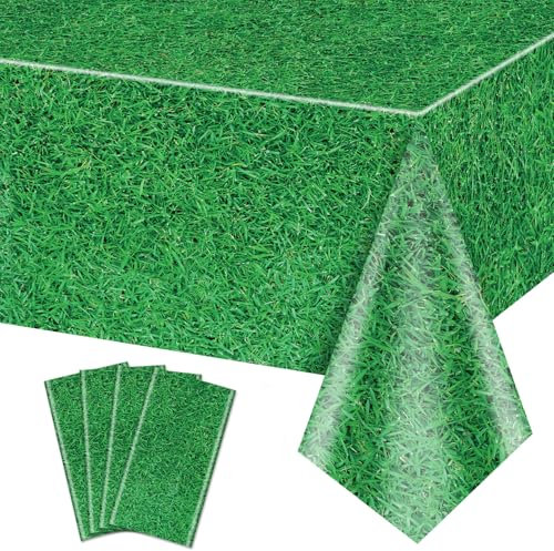 QUERICKY Lot de 4 nappes en Herbe Verte, 220x130 cm, Motif Herbe, Nappe de Table sur Le thème du Sport, Fournitures de fêtes à thème Sportif, décorations d'événements Sportifs
