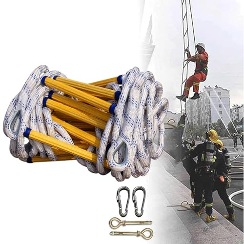 Échelle en Corde Ignifuge 10 m, échelle de sécurité, difficilement Inflammable, avec mousquetons, échelle de Secours, échelle de Secours, échelle de Secours, échelle en Corde pour(33FT/10M)