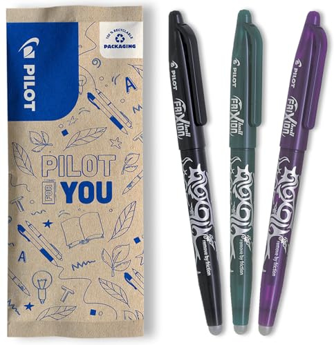 PILOT - FriXion Ball Erasable Rollerball Pen - Medium 0.7mm Tip - 3 x Assorted Colours
