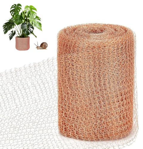 SKIKHN Kopparband mot sniglar, 12,7 cm x 12 m kodat kopparband, snäckstaket metall, snäckskydd upphöjd, skärbar koppartråd kopparull för snigelskydd, möss gnagare försvar