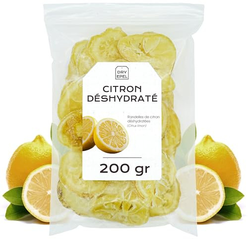 Fette Limone Disidratate Con Zucchero 200 g - Fette di Limone Per Cocktail - Limone Essiccata - Frutta Disidratata - Senza Glutine
