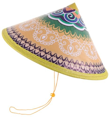 TOYANDONA Chapeau Oriental Tressé Naturel avec Cordon Protection Solaire pour Danse Cosplay et Décoration de Fête