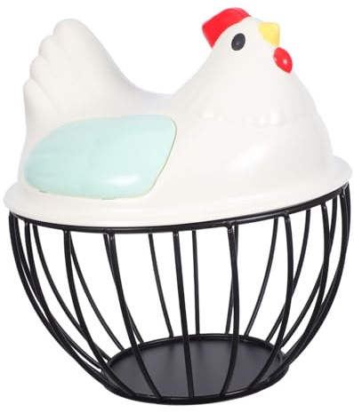 TOYANDONA Cestino Porta Uova in Ferro con Coperchio a Forma Animale Contenitore Resistente per Uova Fresche Organizer da Cucina Stile Tradizionale per Banco o Tavolo Design e Protettivo