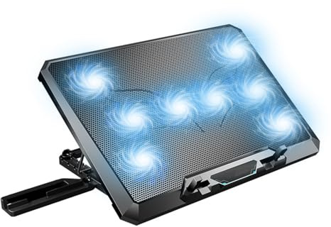 Almohadilla de refrigeración para computadora portátil, ventilador de PC, soporte para computadora portátil, 8 ventiladores silenciosos, PC, radiador, soporte para teléfono, refrigeración para