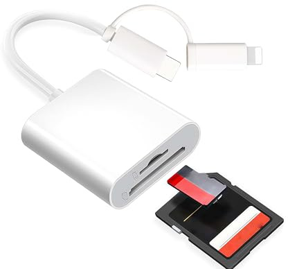 1 PCS 2-in-1 Lightning USB C to SD TF Card Reader Adapter Hub Converter | Dual-plug memory media dongle; swift photo backup; seamless connection with iOS smartphones notebooks photography cams