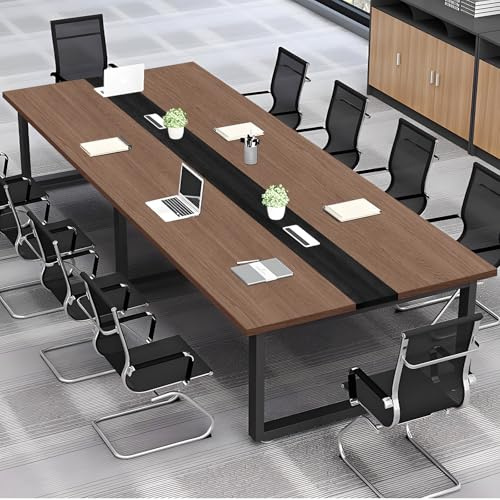 Großer rechteckiger Konferenztisch aus stabilem Holz für Besprechungstisch, 6 10 cm, ideal für Büro, Seminarraum, Metallrahmen, perfekt für Geschäftstreffen