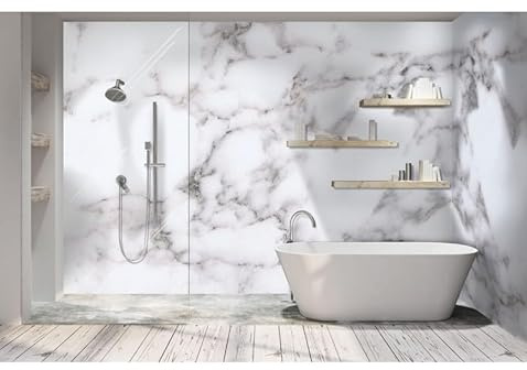 DuraPanel Natural Calacatta Marble Waterproof Wall Panel, 2400 x 1200mm, 9mm Plywood Core with HPL Surface, Tongue and Groove Installation