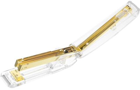JOINPAYA Acrylic Stapler Gold Office Stapler for Students and Professionals for School and Home Use Plastic Stapling Tool