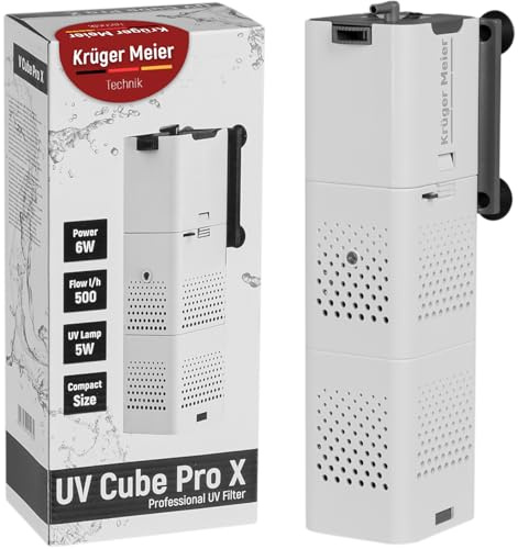 Krüger Meier UV Cube Pro X Aquarium Innenfilter mit UV Klärer – UV Filter 500 l/h für klares Wasser gegen Algen und Bakterien bis 250L