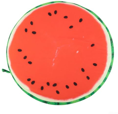 Fruktkudde, 40 cm rund plysch sittdyna med ultramjukt bomullsskum för soffa, golv, sängläsning och utomhusdekoration (vattenmelon)