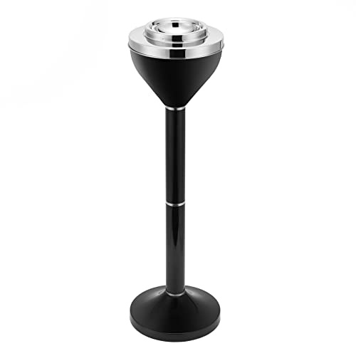CO-Z Ashtray with Lid, Smokeless Standing Outdoor Ashtray for Home Garden Patio Cigarettes Ash Butt Disposal, 24or 16.5 Stainless Steel Windproof Stand Outside Cigar Container Ash Tray, Black