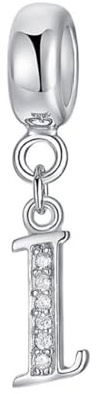 Bokstavsberlock 925 sterling silver pärlor alfabet berlocker initial berlock årsdag berlock ord berlock passar Pandora berlocker armband, Sterlingsilver Silver
