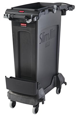 Rubbermaid Commercial Products Slim Jim Rim Caddy Kit mit 87L Mülleimer Schwarz – Reinigungs- & Abfallsammelwagen Komplettset für Büro, Schule, Krankenhaus & öffentliche Einrichtungen – 2032953 | Rim-Caddy-Set SLIM JIM®, LxBxH 870 x 359 x 908 mm, schwarz