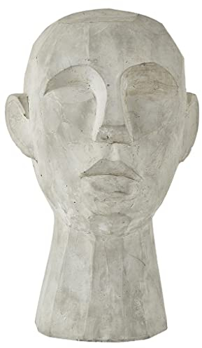 Villa Collection Talvik Kopf Figur Deko, Dekorative Skulptur aus Beton/Zement, Skandinavische Deko Modern, 18 x 19 x 30 cm, Grau