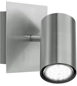 meineWunschleuchte Wand-Strahler Silber aus Metall 1-flammig schwenkbar | Höhe 15cm, mit Gu10 LED, extern dimmbar, Wand- und Deckenbeleuchtung in Wohnzimmer, Schlafzimmer und Treppenhaus