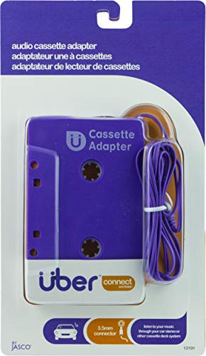 Uber Car Stereo Cassette to Aux Adapter, 3.5mm Headphone Jack, for Smartphone, Tablet, iPod, CD Player, and Other Mobile Devices, Purple, 13191