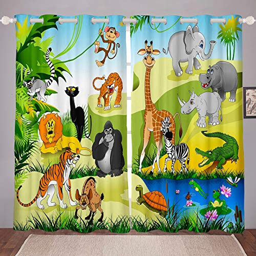 Tenda oscurante per camera dei bambini, motivo animale, per camera da letto, ragazzi e ragazze, con stampa di giraffa, termica, ipoallergenica, per bambini, 2 pannelli