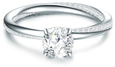 Trilani Plata de ley 925 Circonita Solitario Corte brillante