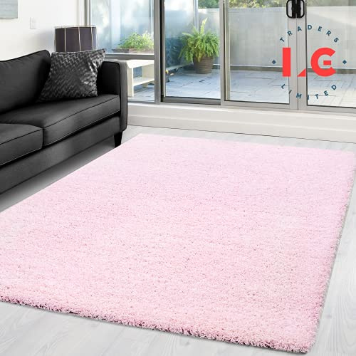 LG TRADERS LIMITED EXTRA THICK HEAVY PILE SOFT LUXURIOUS SHAGGY MODERN AREA BEDROOM HALL RUG RUNNER MAT (Pink, 120 x 170 cm)