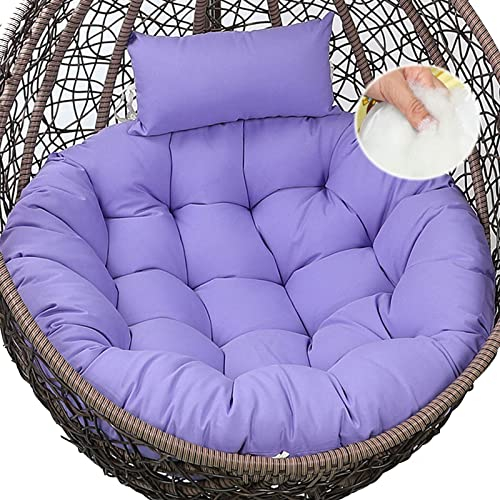 Sitzkissen Hängesessel Rattan, Rund Papasansessel Kissen Outdoor, Waschbar Swing Hängender Korb Sitzkissen, rutschfest Egg Hängesessel Pads mit Kopfstütze(Color:Violett)