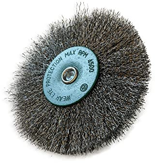Kibros Brosse circulaire tige Ø 125 mm inox dur 18 mm | Fil inox dur Ø 0,30 mm, 3 rangs, tige Ø 6 mm, pour perceuse ou visseuse à mandrin, décapage brossage nettoyage.
