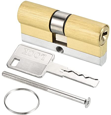 PATIKIL 32.5/32.5 (65mm Overall) European Double Lock Cylinder, Door Cylinder Lock with 8 Keys for Wooden Doors, Aluminum Doors