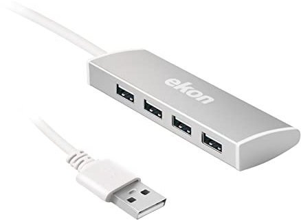 Ekon HUB multipuerto, 4 Puertos USB-A 2.0, Cable USB-A, para PC, portátil, ratón, Cables de Carga, teclados, memorias USB