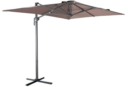 Alice's Garden - Parasol déporté rectangulaire 2x3m - Antibes - Taupe - Parasol excentré inclinable. rabattable et rotatif à 360°.