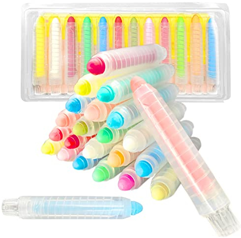 YimeBand 12 Pcs Sidewalk Chalk Set for Kids, 12 Colors Dust-free Washable Outdoor Toddler Chalk with Holder for Blackboard Drawing Writing Toys Gift Party Favors, Arts Crafts School Supplies
