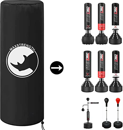 MAXSTRENGTH Boxing Bag Cover Waterproof Heavy Punch Bag Cover Outdoor Protective Cover for Freestanding Punching Bags Ideal for freestanding boxing bags (Black, Length 150cm x 40cm Dia)