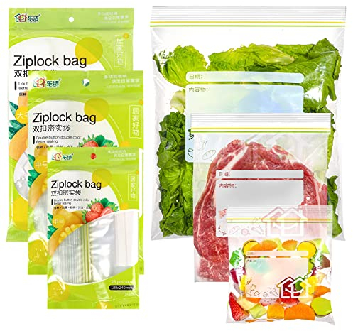 70 Pcs Freezer Bags, Food Bags Ziplock Bag Reusable Sandwich Bags Plastic Seal Bags Grip Seal Bags for Meat Vegetable Fruit Nuts