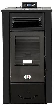STUFE A PELLET ITALIA Canada 12 KW 5 Sterne | Pelletöfen Effizienz 91% Heizt 120m² Autonomie 15 Std. 5-Sterne-Zertifiziert Programmierbar 5 Kräfte 24 Monate Garantie Schwarz