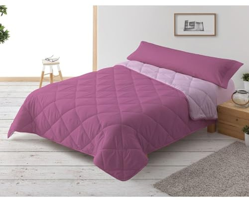 Donegal Collections Edredón Nórdico Cama 150/160-240x220 cm Reversible Bicolor Rosa/Lila - Relleno Nórdico Invierno/Otoño 300 gr/m² - Funda Nórdica Ligera 100% Fibra y Antiácaros