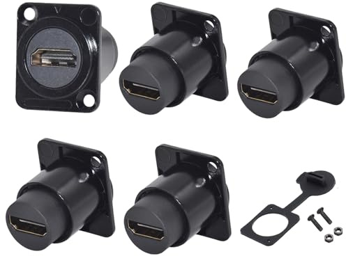 PENGLIN 5PCS Panel Mount HDMI Extension Cable Adapter | Female to Female HDMI Connector 60Hz 4K Extender for TV Monitor Projector
