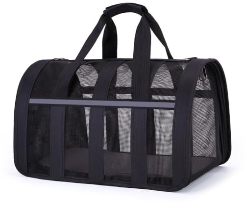 Treer Kransportbox Katze, PC Gitternetz Transportbox Katze Groß, Atmungsaktive Faltbar Katzentransporttasche, Leichtes Reisen Tragetasche für Hundetransportbox Katzes und Hund