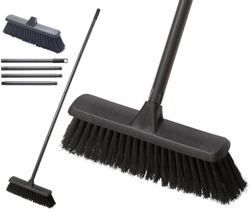 Fit For The Job Weicher Besen für den Innenbereich, weicher Besen, ideal für Laminat, Vinyl, Holzboden, Fliesen, weiche Bodenbürste, Indoor-Kehrbürste, Innenbesen, weicher Besen mit Stiel