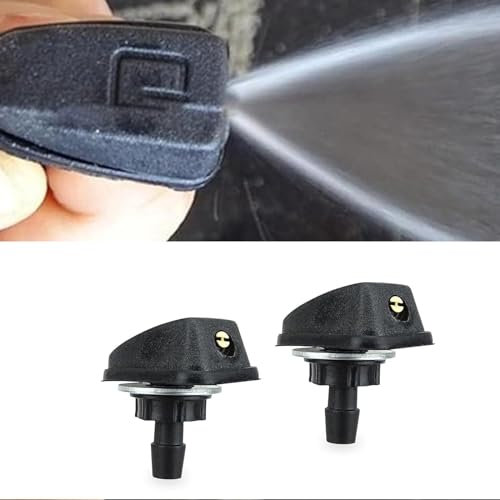 Unifizz Juego de 2 boquillas de lavado de parabrisas de coche, piezas de repuesto universales para la mayoría de coches, camiones y furgonetas (negro), cabezal pulverizador ajustable en forma de
