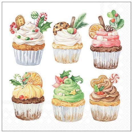 20 Servietten Weihnachten Leckere Wintermuffins als Tischdeko. Papierservietten mit Motiv. Auch für Decoupage und Serviettentechnik 33x33cm